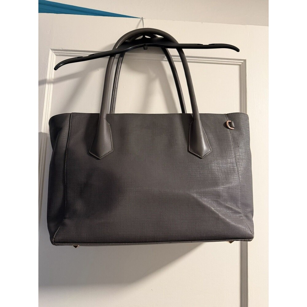 Dagne Dover Large Signature Tote Gray Coated Gold Hardware
